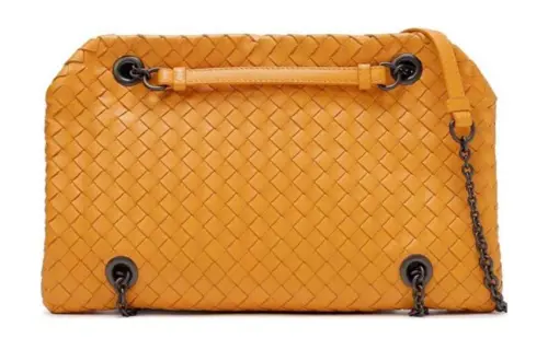Bottega Veneta Lambskin Crossbody Bag, Shoulder Bag Women's Orange