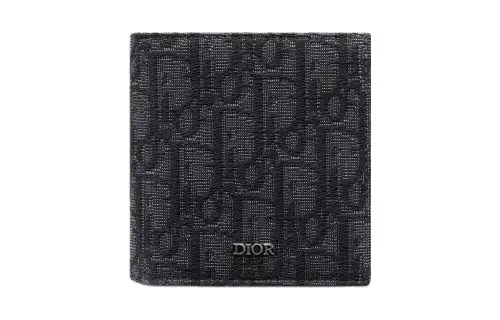 DIOR Letter Print Jacquard Wallet Men's Black