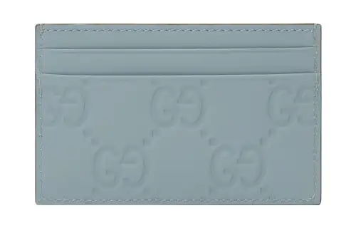 GUCCI Leather Card Holder Card Holder Men's Light Blue