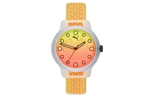 PUMA Nylon quartz watch strap, white dial, waterproof women's watch, quartz mechanism, 43mm, 30meter