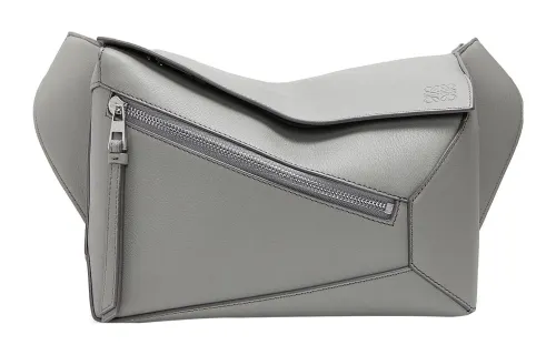 LOEWE Puzzle Cow Leather Fanny Pack Small Women's Asphalt Gray
