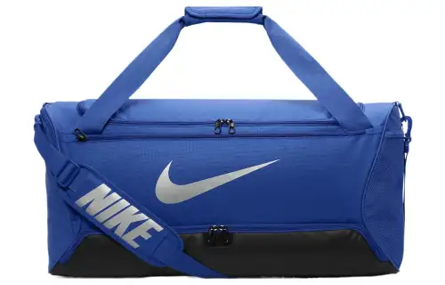 Nike Recycled Polyester Travel Bag Gym Bag Medium Men's Gaming Royal & Black & Metallic Silver