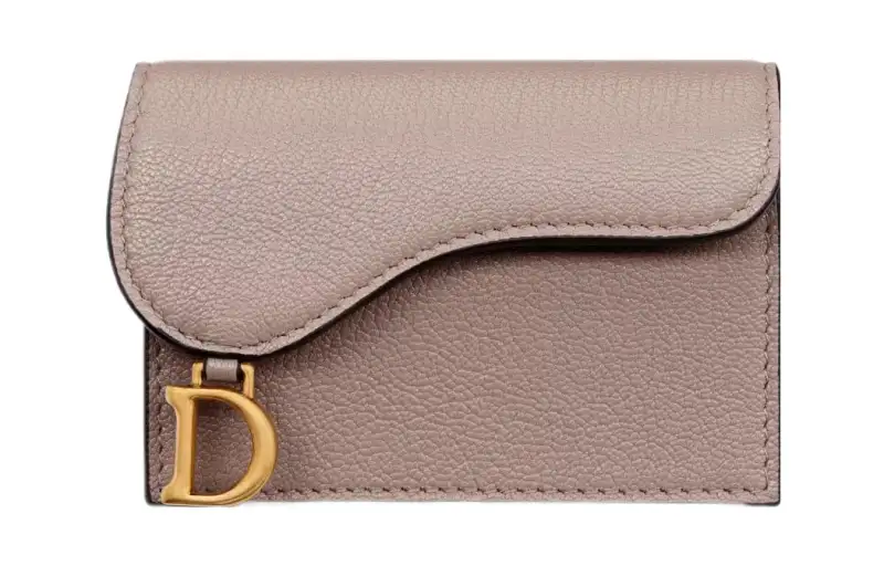 DIOR Saddle Goatskin Card Holder Card Holder Women's Taupe