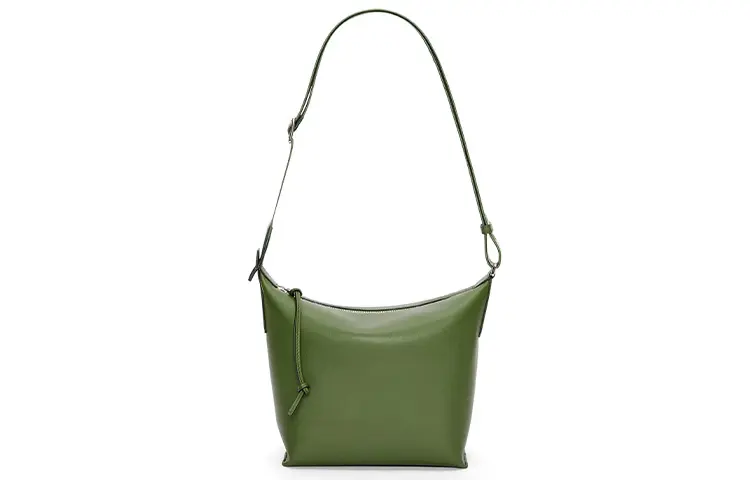 LOEWE Cubi Soft Smooth Cow Leather Messenger Bag, Shoulder Bag, Crossbody Bag Small Men's Forest Green