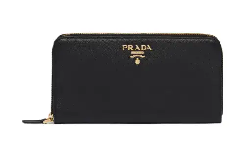 PRADA Saffiano Leather Wallet Large Women's Black & Lotus Pink