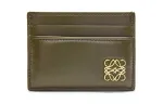 LOEWE Shiny Nappa Cow Leather Card Holder Women's Dark Khaki Green