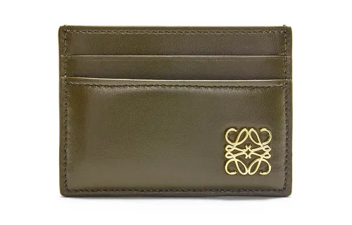 LOEWE Shiny Nappa Cow Leather Card Holder Women's Dark Khaki Green
