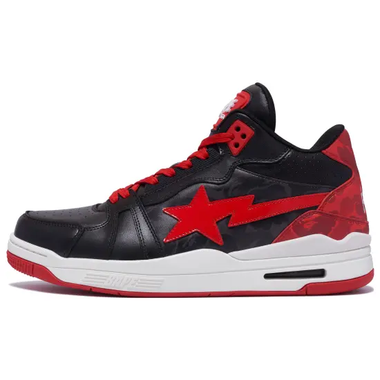 A BATHING APE Clutch Sta SK8 Mid Top Casual Shoes Men's Black Red