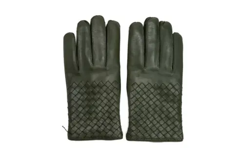Bottega Veneta Leather Gloves Men's Green