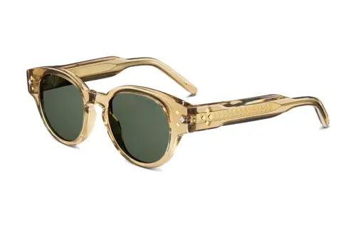 DIOR Acetate Gold Plated Metal Irregular Shape Sunglasses Men's Yellow