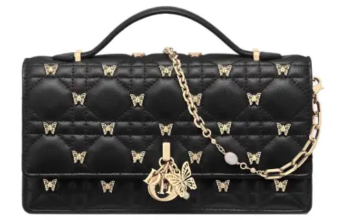 DIOR Sheepskin Shoulder Bag, Crossbody Bag, Handbag Mini Women's Black