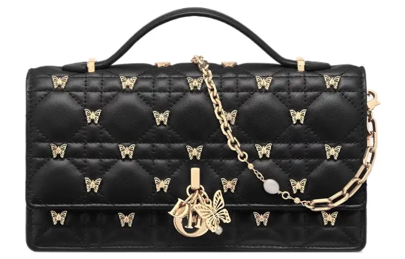 DIOR Sheepskin Shoulder Bag, Crossbody Bag, Handbag Mini Women's Black