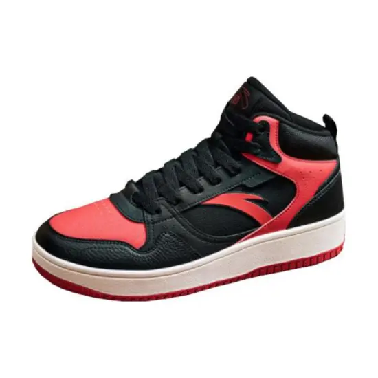 ANTA Life Collection Skateboard Shoes Men High-Top Black Red