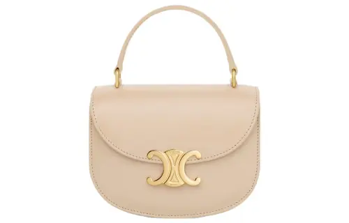 CELINE Besace Clea Cow Leather Handbag Mini Women's Nude