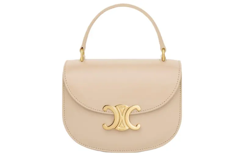 CELINE Besace Clea Cow Leather Handbag Mini Women's Nude