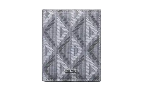 DIOR CD Diamond Canvas With Smooth Calfskin Wallet Men's Gray