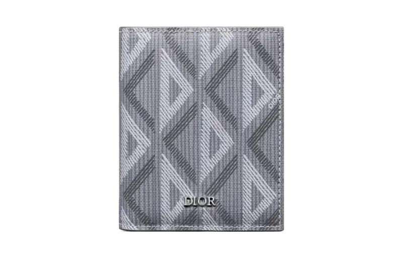 DIOR CD Diamond Canvas With Smooth Calfskin Wallet Men's Gray