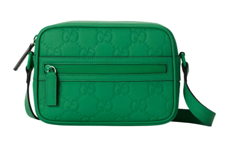 GUCCI Leather Shoulder Bag, Crossbody Bag Mini Men's Green