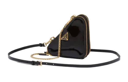 PRADA Leather One Shoulder Crossbody Clutch Mini Women's Black