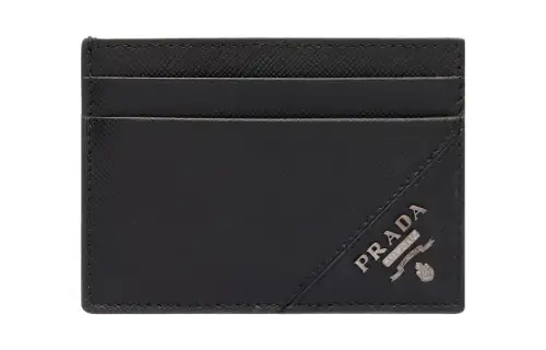 PRADA Saffiano Leather Card Holder Men's Black