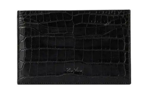 Loro Piana Crocodile Leather Card Holder Women's Black