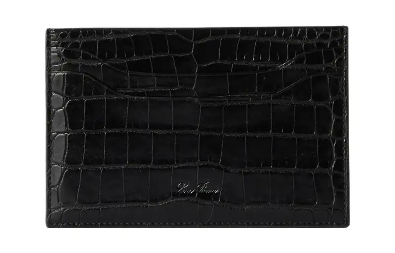 Loro Piana Crocodile Leather Card Holder Women's Black