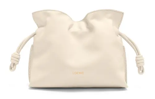 LOEWE Flamenco Nappa Cow Leather Clutch Mini Women's Custard