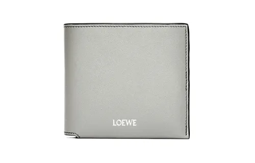 LOEWE Shiny Nappa Cow Leather Wallet Men's Pearl Gray & Dark Gray