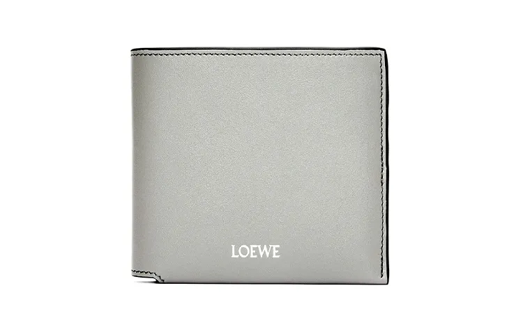 LOEWE Shiny Nappa Cow Leather Wallet Men's Pearl Gray & Dark Gray