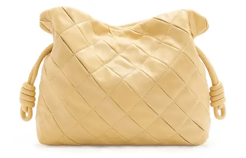 LOEWE Flamenco Nappa Sheepskin One Shoulder Crossbody Clutch Women's Butter