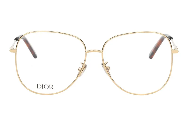 DIOR Stainless Steel Irregular Shape Eyeglass Frames Women's Gold
