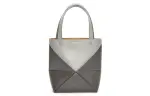 LOEWE Shiny Cow Leather Handbag Mini Women's Pearl Gray & Dark Gray