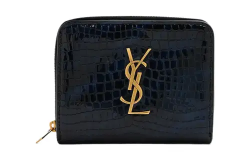 SAINT LAURENT Cassandre Leather Wallet Women's Blue