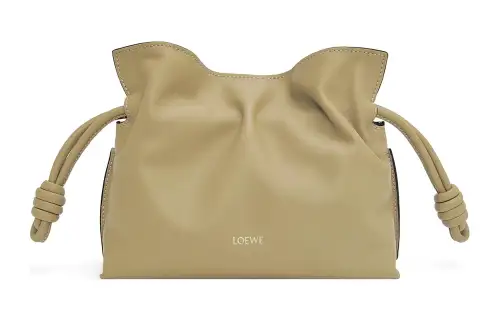 LOEWE Flamenco Nappa Cow Leather One Shoulder Crossbody Clutch Mini Women's Clay Green