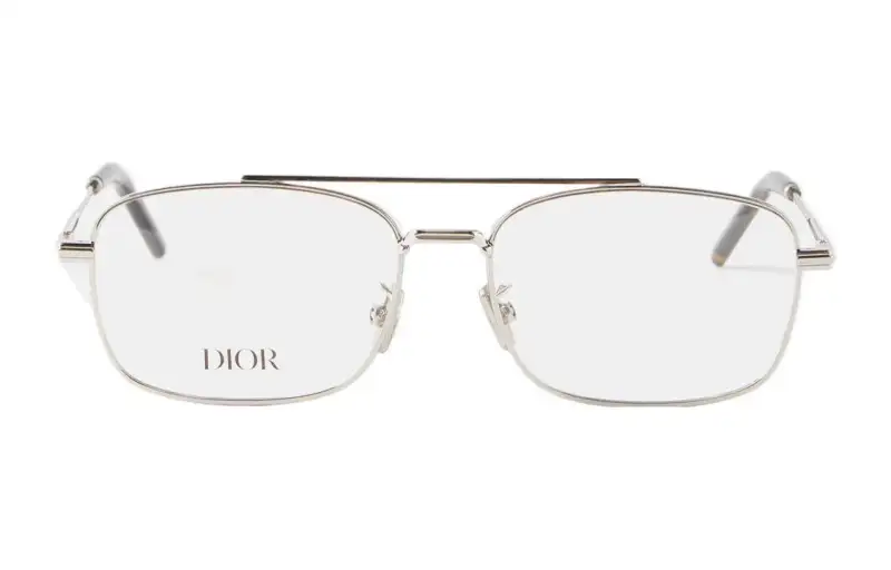 DIOR Metal Aviator Eyeglass Frames Men's Silver
