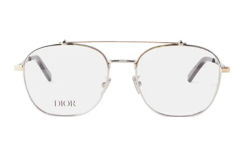 DIOR Metal Aviator Eyeglass Frames Men's Silver