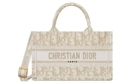 DIOR BookTote Oblique Print Handbag Mini Women's Beige