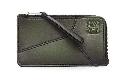 LOEWE Puzzle Silk, Cow Leather Card Holder Regular Men's Hydrangea Green