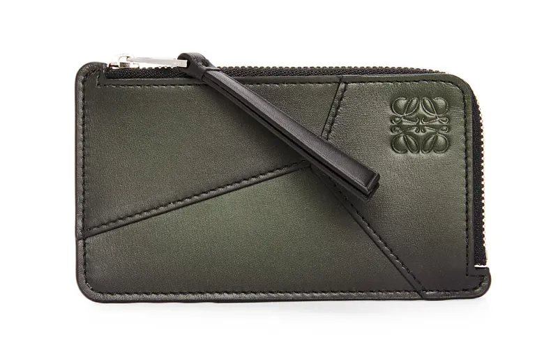 LOEWE Puzzle Silk, Cow Leather Card Holder Regular Men's Hydrangea Green