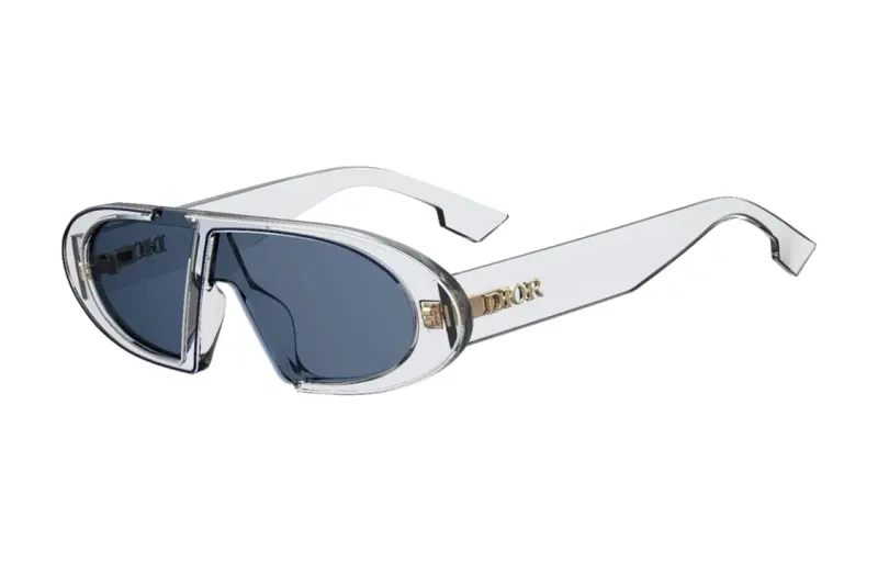 DIOR Acetate Irregular Shape Sunglasses Unisex Transparent