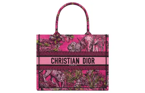 DIOR BookTote Embroidery Tote Bag, Shopping Bag, Handbag Medium Women's Fuchsia
