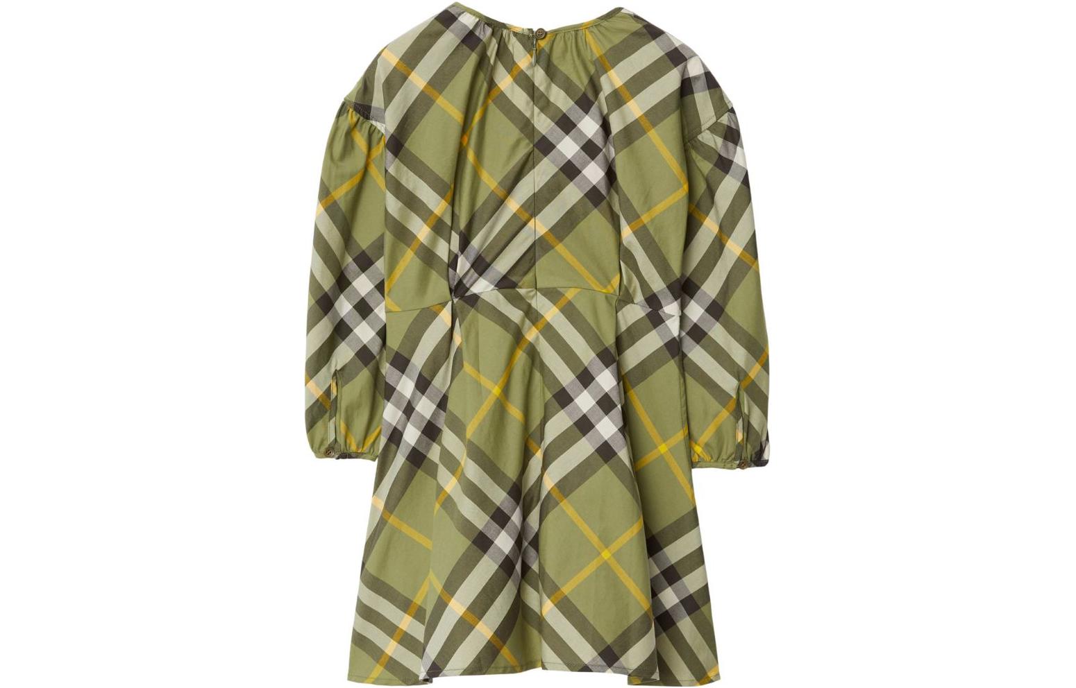 Женское платье Burberry Check Dress (зеленое) — фото 2