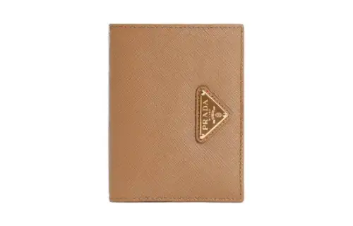 PRADA Saffiano Leather Wallet Small Women's Tan