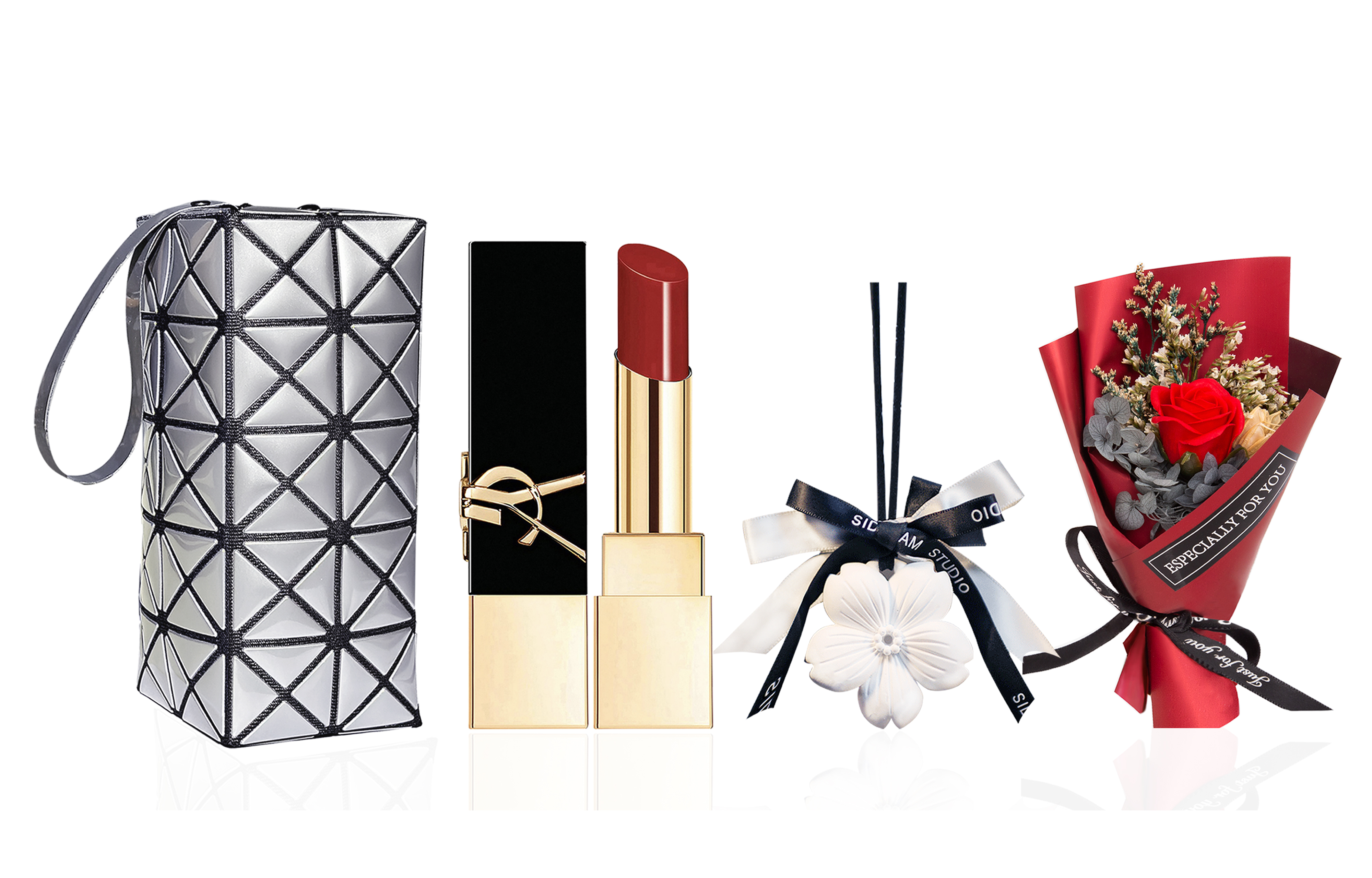 YSL, makeup primer, cosmetic bag, lipstick, matte set, moisturizing aromatherapy, square tube, translucent shading
