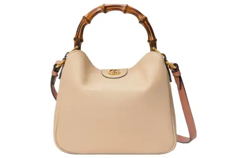 GUCCI Diana Leather Portable Crossbody Bag, Shoulder Bag Small Women's Light Beige