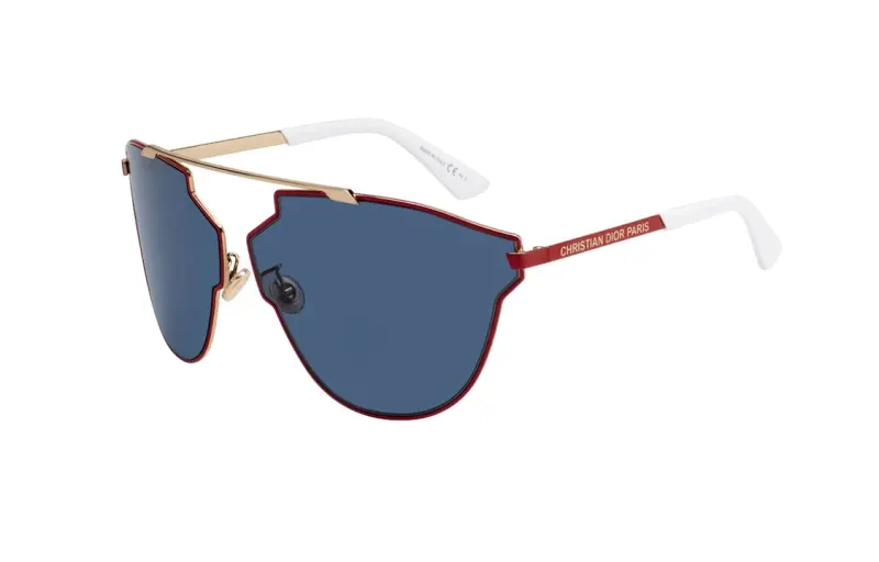 DIOR Metal Irregular Shape Sunglasses Women's Red