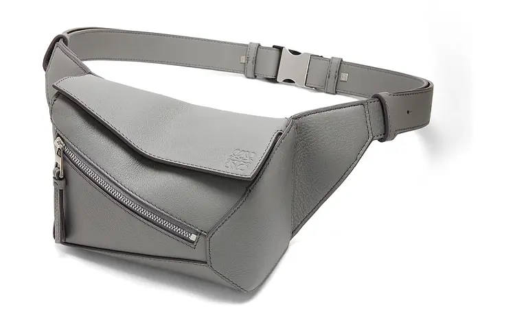LOEWE Puzzle Classic Cow Leather Fanny Pack Mini Men's Asphalt Gray