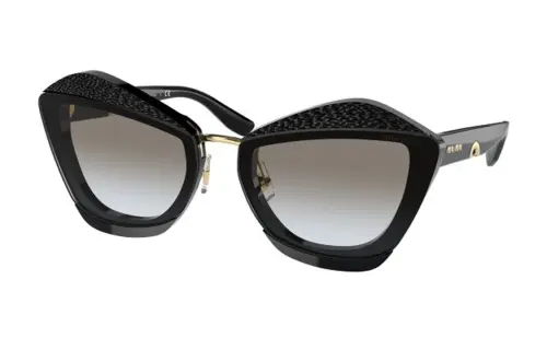 MIU MIU Acetate Irregular Shape Sunglasses Women's Black