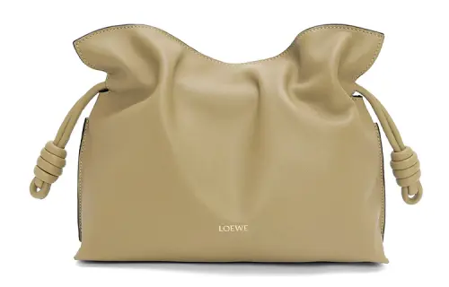 LOEWE Flamenco Nappa Cow Leather One Shoulder Crossbody Clutch Women's Clay Green