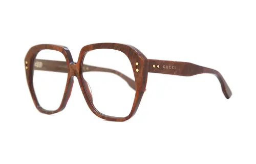 GUCCI Irregular Shape Eyeglass Frames Women's Brown